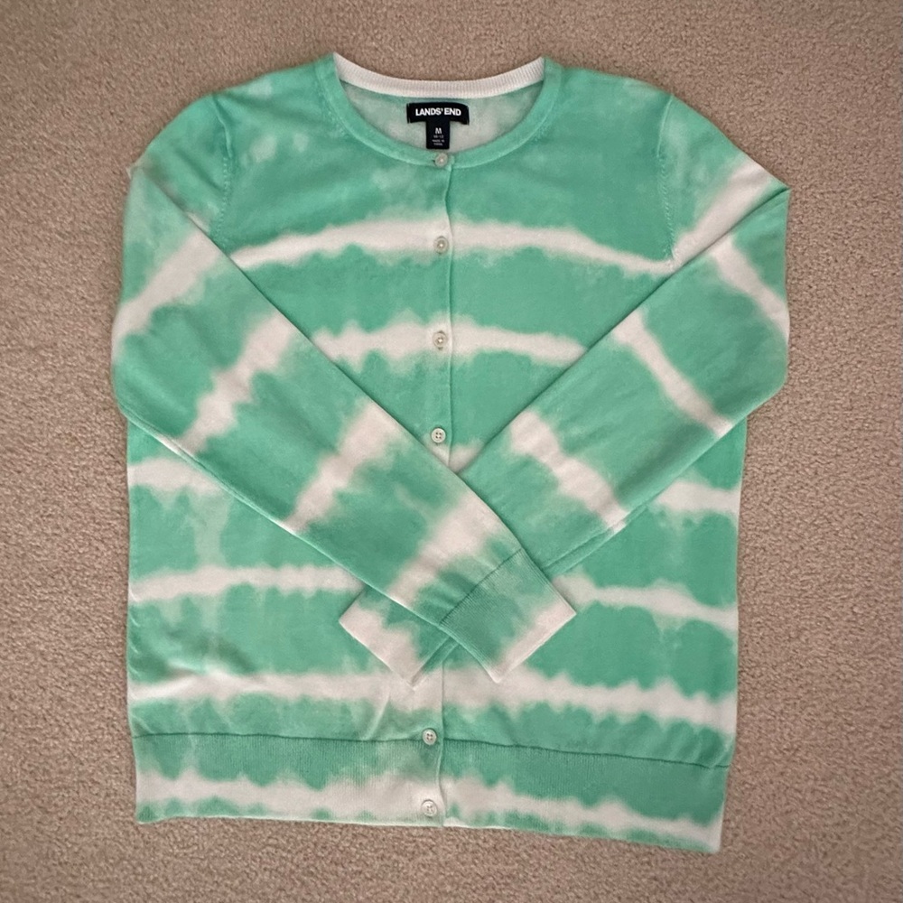Lands End, Mint & White Striped Cardigan
Sz M (10-12)
Excellent Condition